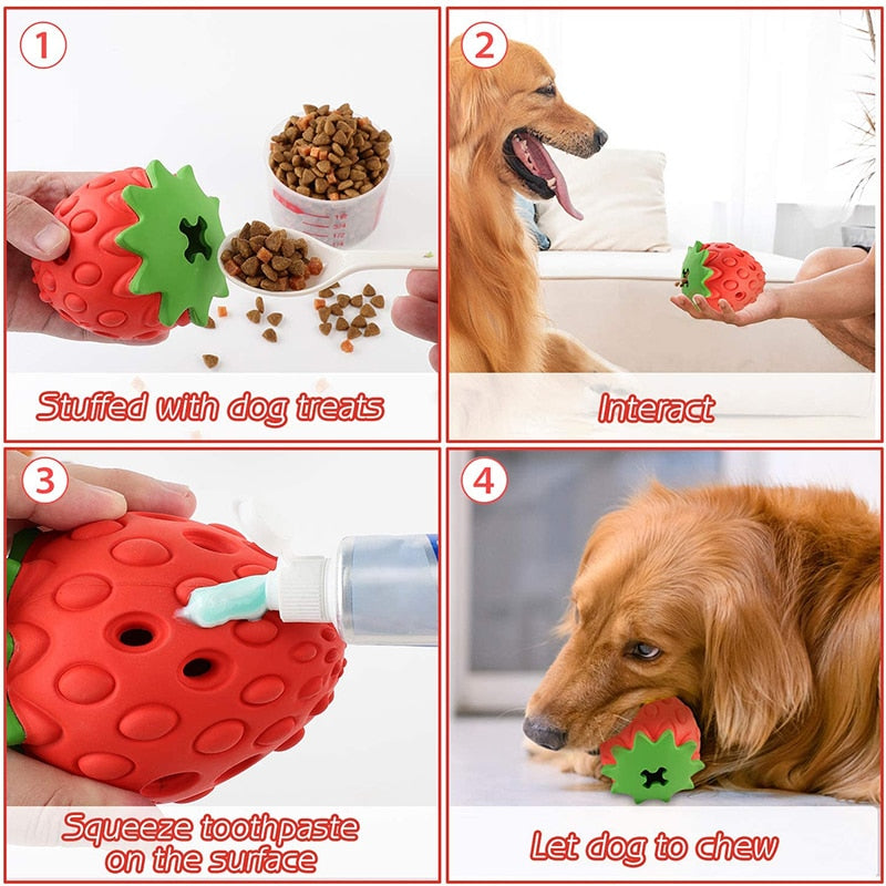 Natural Rubber Strawberry Dog Chew Toy