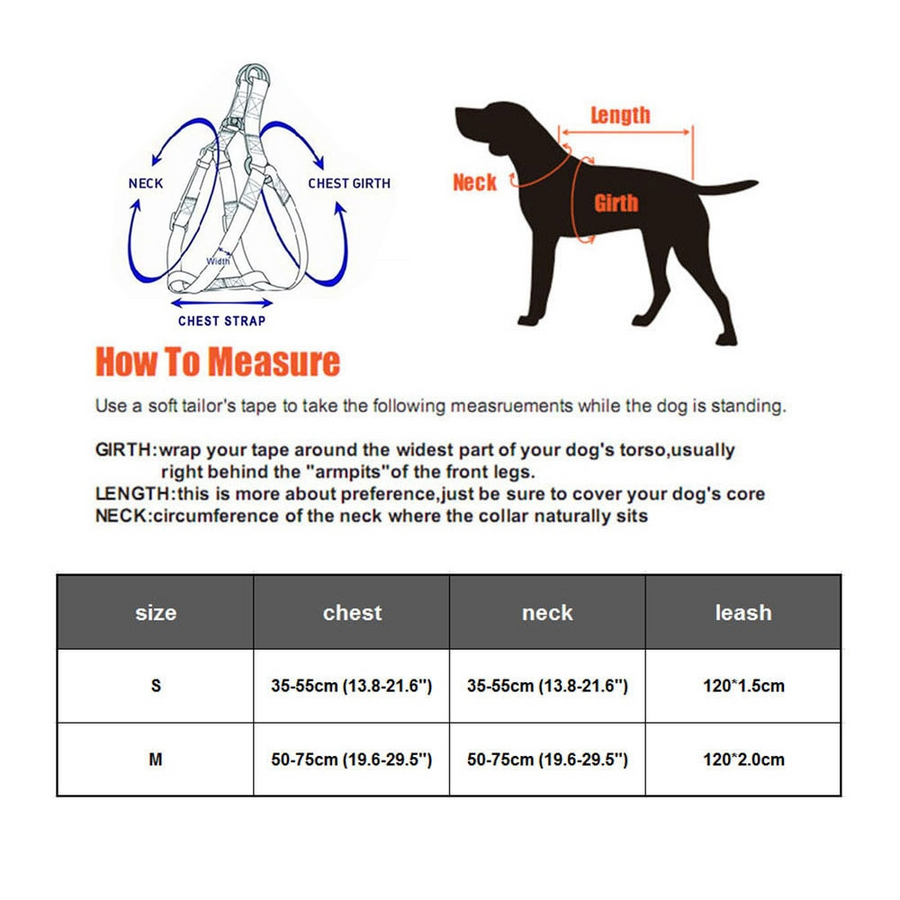Reflective Nylon Dog Harness & Lead