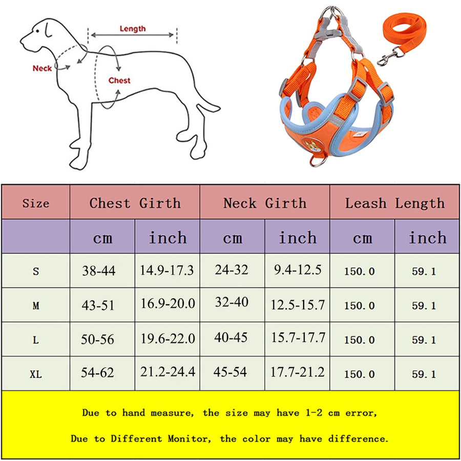 Reflective Dog Harness & Leash Set