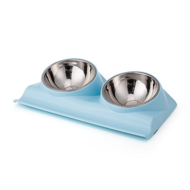 15° Tiled Stainless Steel Double Dog Bowls