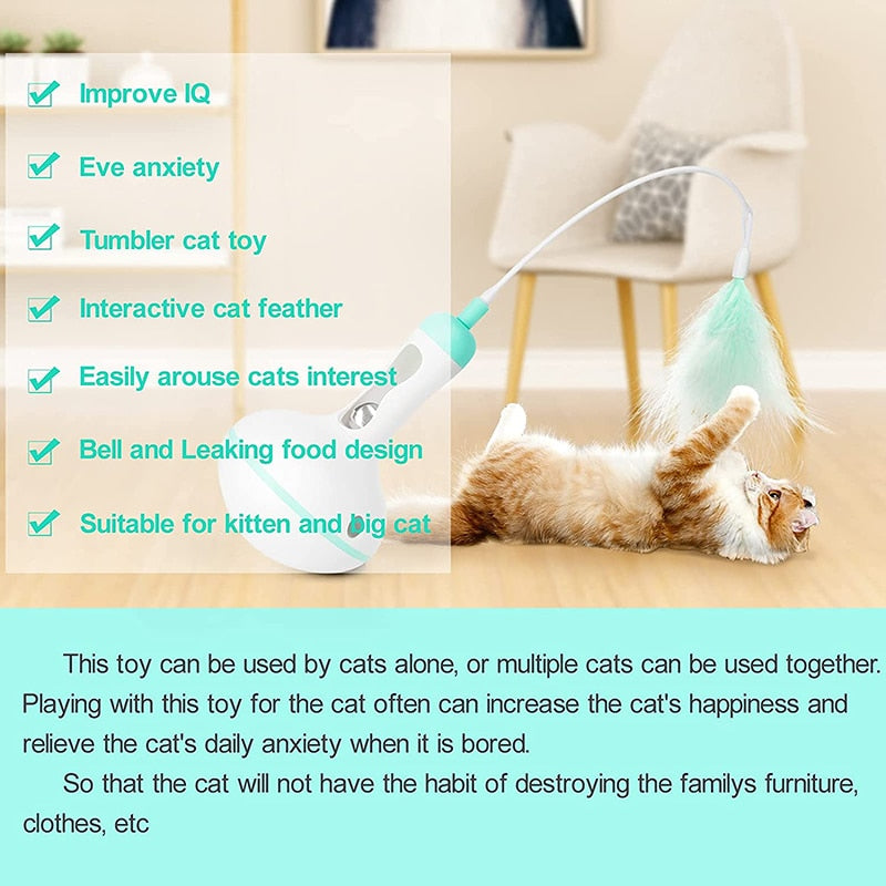 Interactive Bell Tumbler Cat Feather Toys