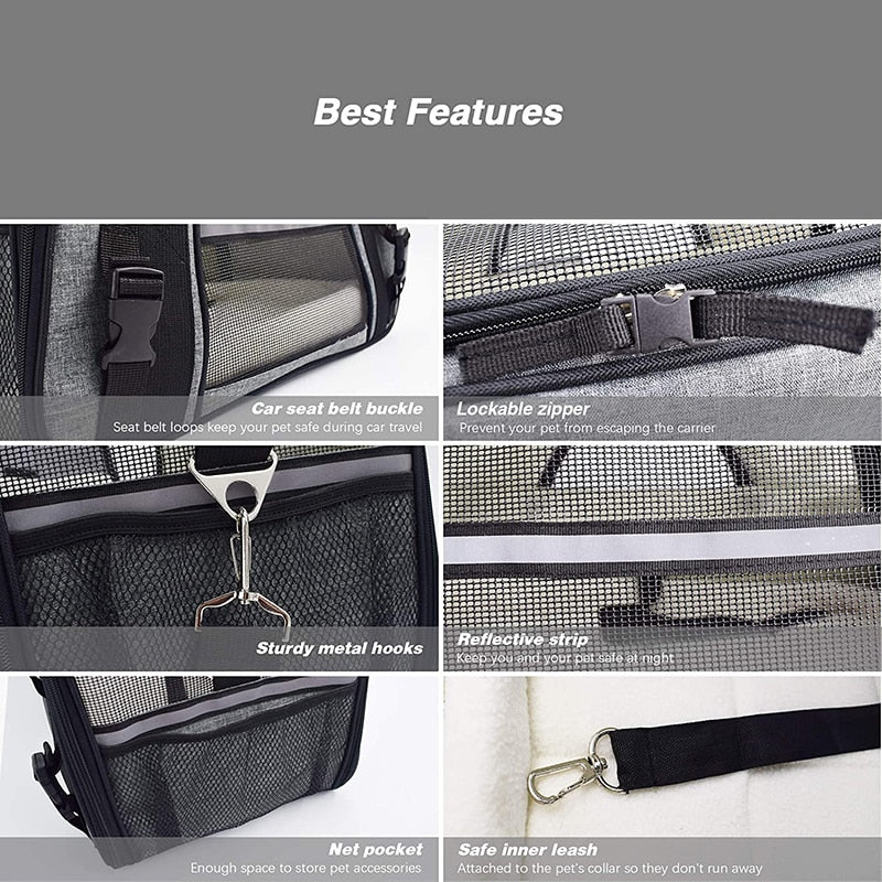 Reflective Dog Carrier With Safety Leash