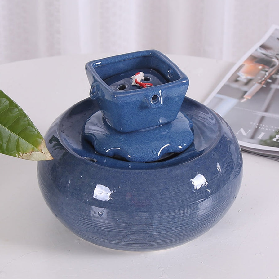 Blue Bowl Ceramic Pet Water Fountain